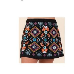 Savanna Jane Embroidered Skirt Floral Mini Patchwork  Bohemian Festival‎ Size S